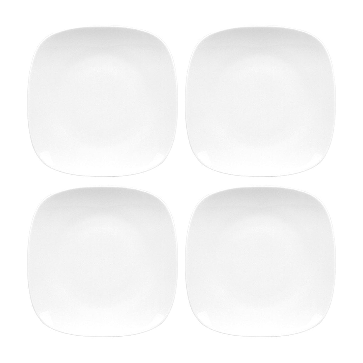 Porcelain Mimoza 8.5" x 8.5" Square White Porcelain Plate (Set of 4)