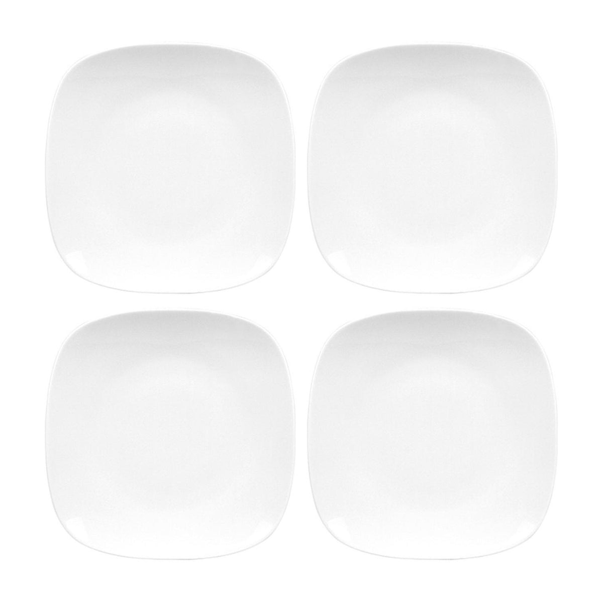 Porcelain Mimoza 8.5" x 8.5" Square White Porcelain Plate (Set of 4)