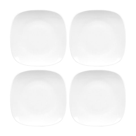 Porcelain Mimoza 8.5" x 8.5" Square White Porcelain Plate (Set of 4)