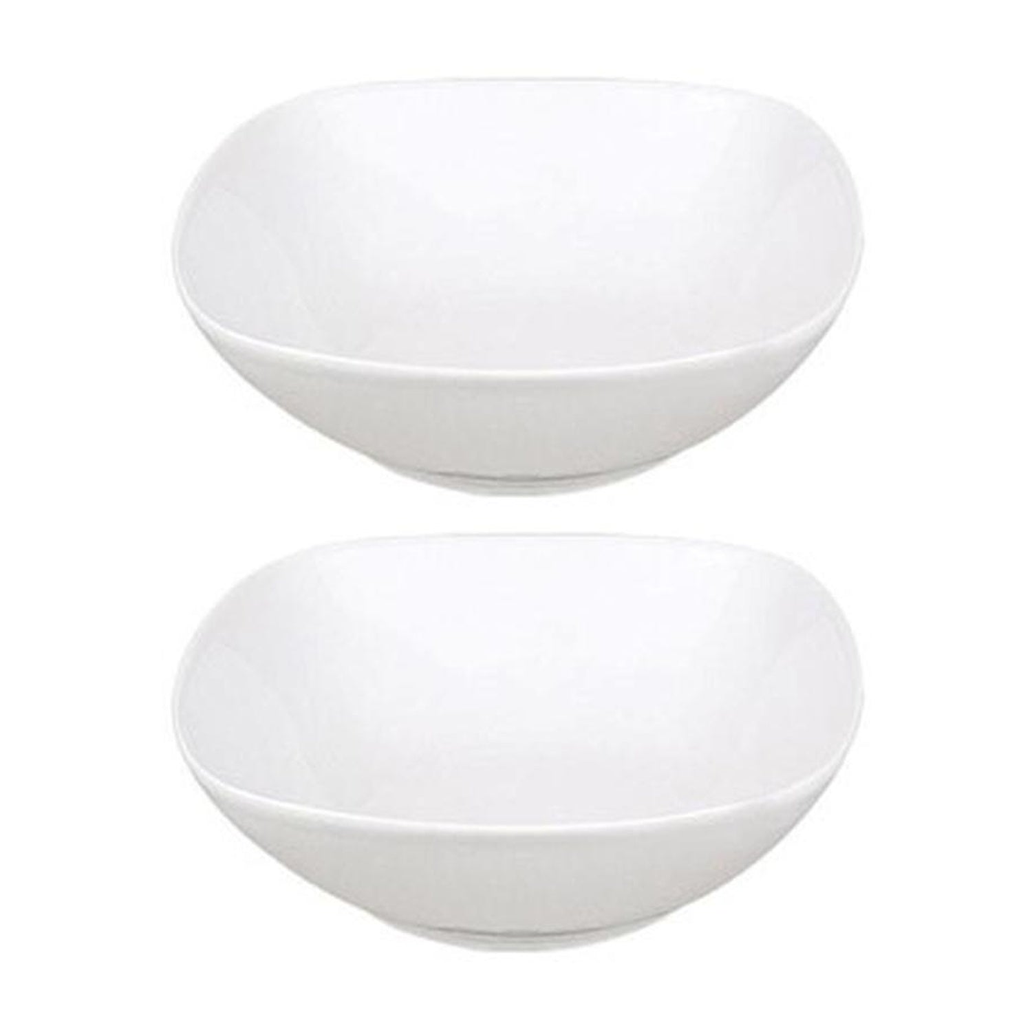 Porcelain Mimoza 8.25" x 8.25" x h:2.5" 36 oz. Square White Porcelain Bowl (Set of 2)