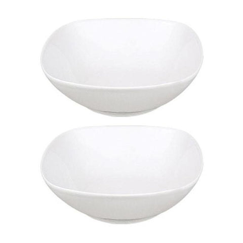 Porcelain Mimoza 8.25" x 8.25" x h:2.5" 36 oz. Square White Porcelain Bowl (Set of 2)