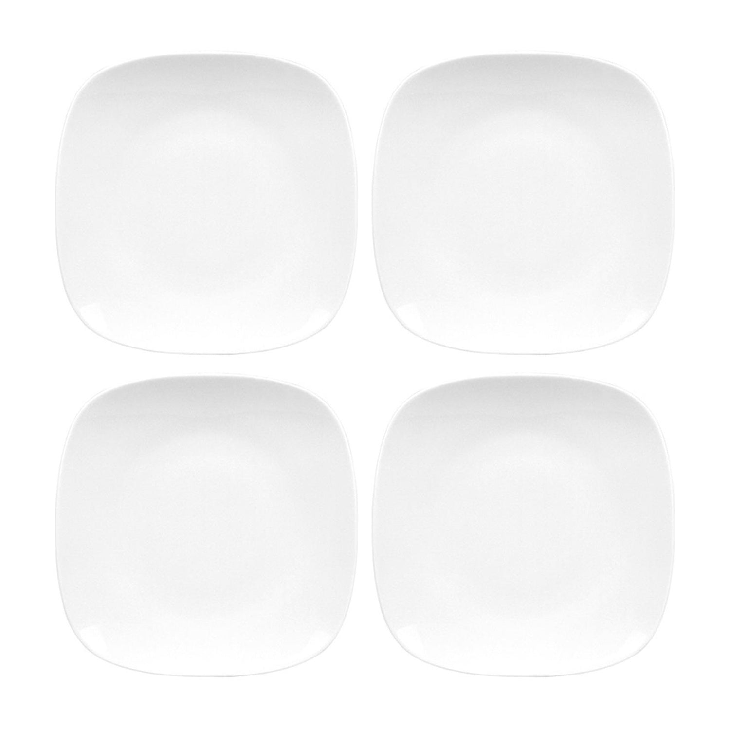 Porcelain Mimoza 9.25" x 9.25" Square White Porcelain Plate (Set of 4)