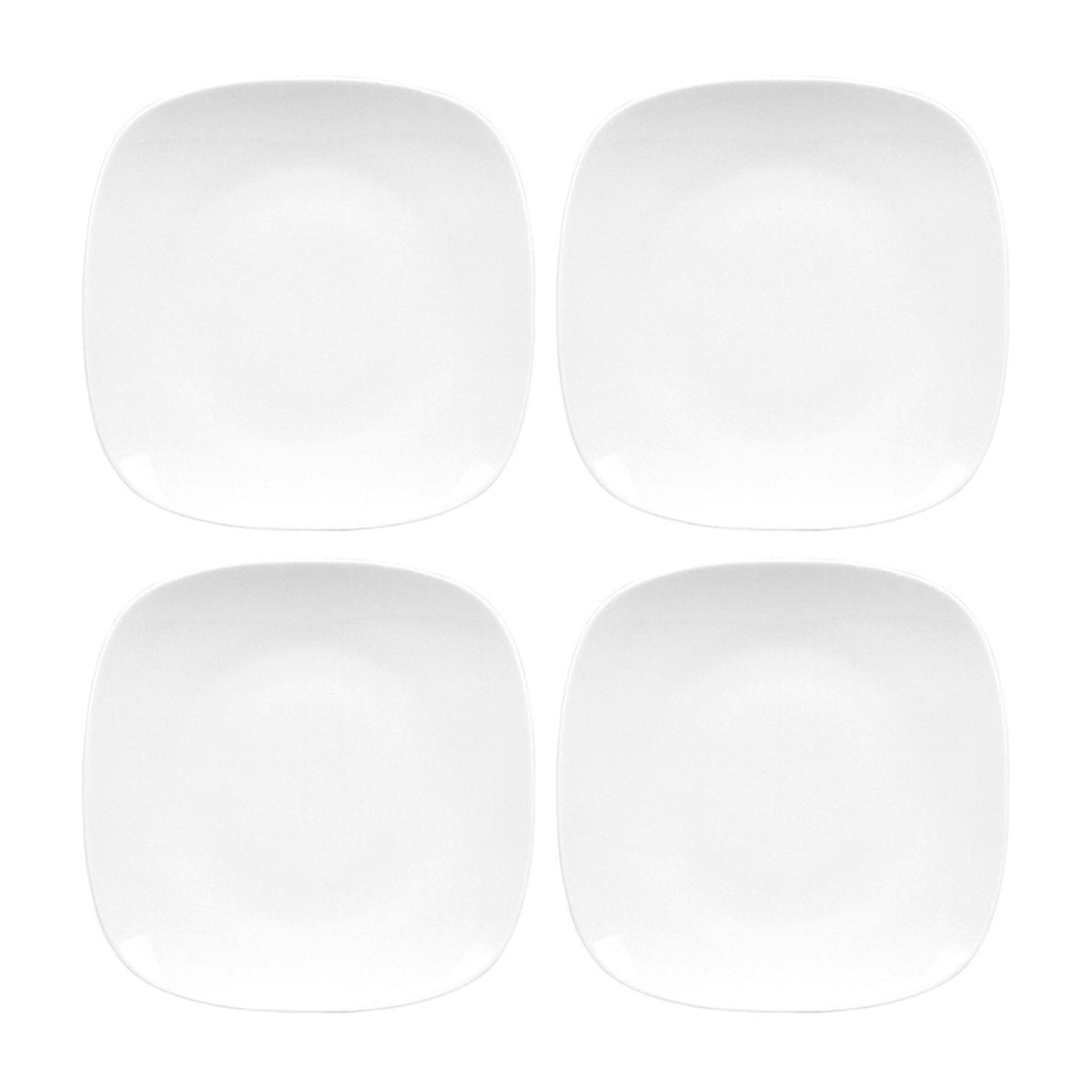 Porcelain Mimoza 9.25" x 9.25" Square White Porcelain Plate (Set of 4)