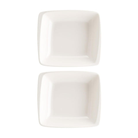 Bonna China Moove 7.5" x 6.5" x h:2" 20 oz. Square Warm White Porcelain Bowl (Set of 2)