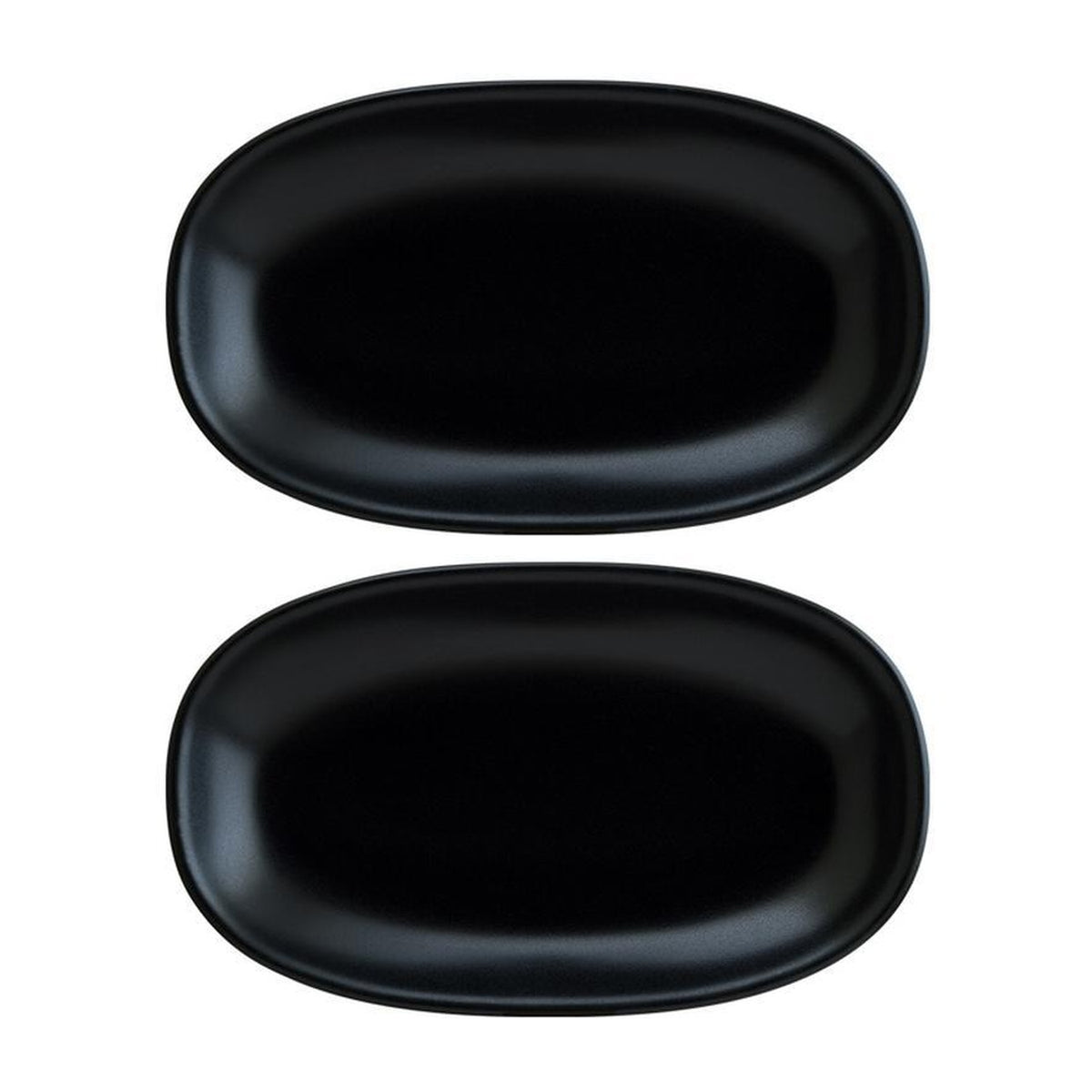 Bonna China Notte 7.5" x 4.25" x h:1" Oval Black Porcelain Platter (Set of 2)