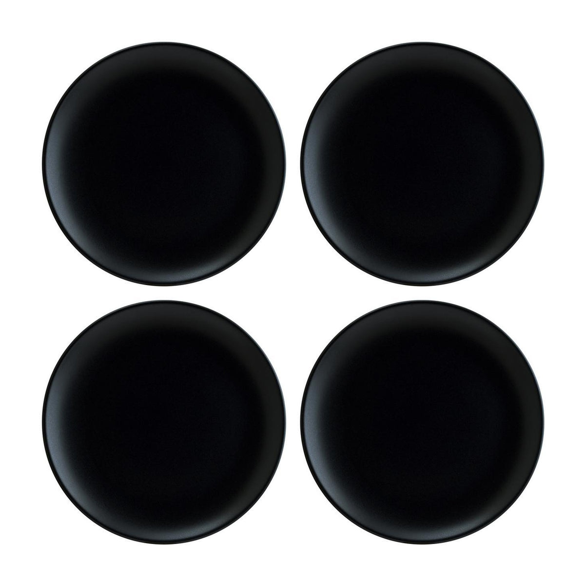 Bonna China Notte dia.8.25"  Round Black Porcelain Plate (Set of 4)