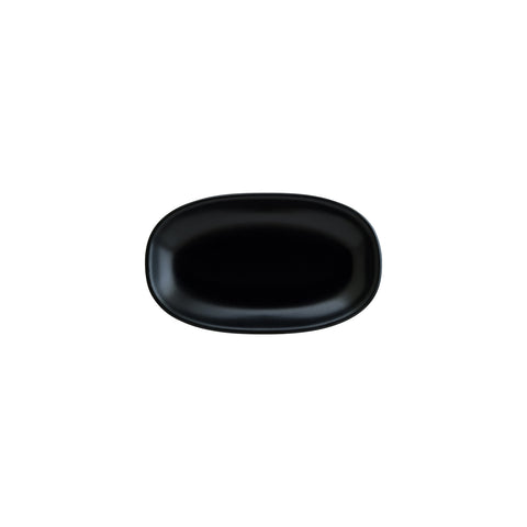 Bonna China Notte 9.5" x 5.5" x h:1.25" Oval Black Porcelain Platter (Set of 2)