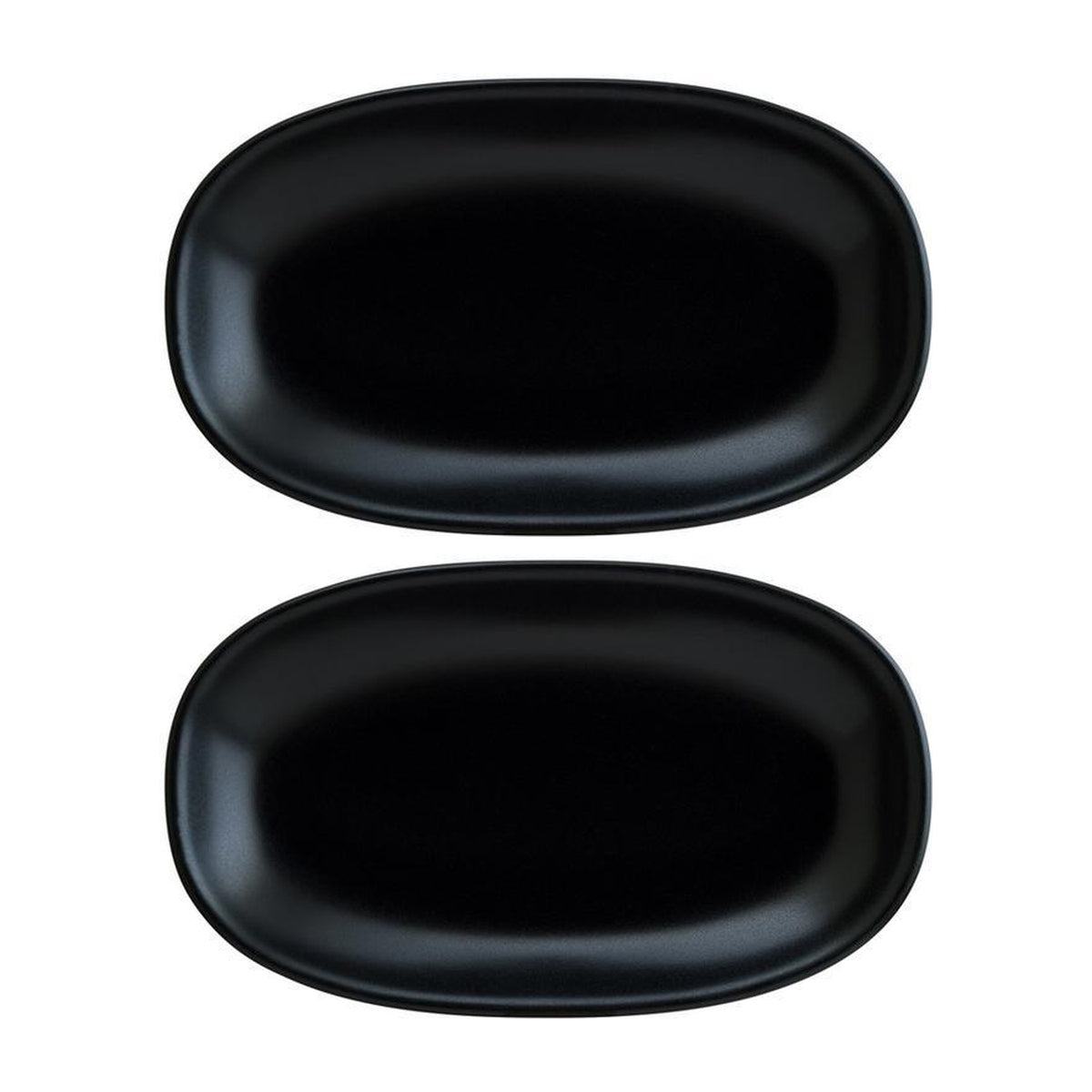 Bonna China Notte 9.5" x 5.5" x h:1.25" Oval Black Porcelain Platter (Set of 2)