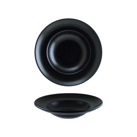 Bonna China Notte dia.10.75" h:2.25" 16 oz. Round Black Porcelain Bowl (Set of 2)