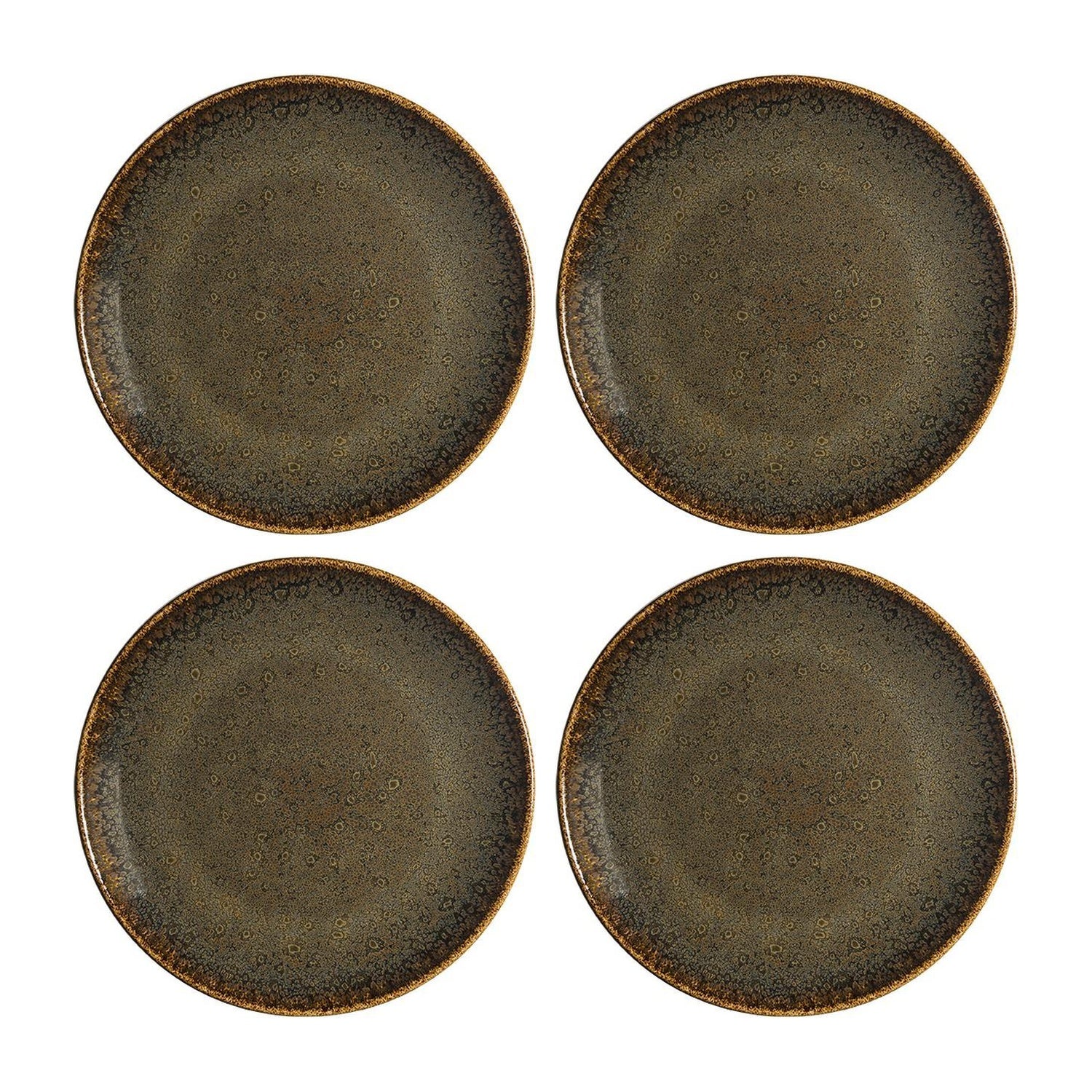 Bonna China Dhara dia.6.75"  Round Brown Porcelain Plate (Set of 4)