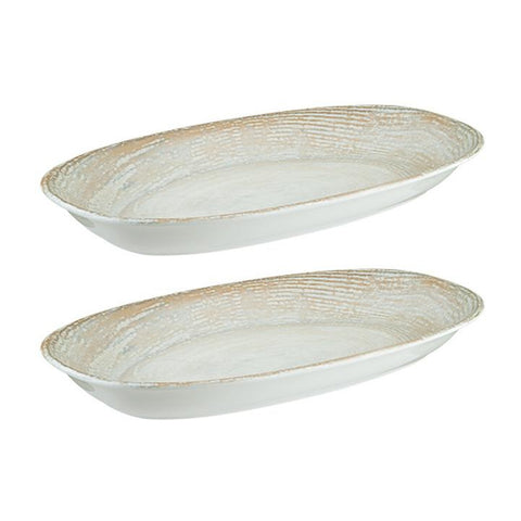 Bonna China Sands 6" x 3.5" x h:0.75" Oval Decorated Porcelain Platter (Set of 2)