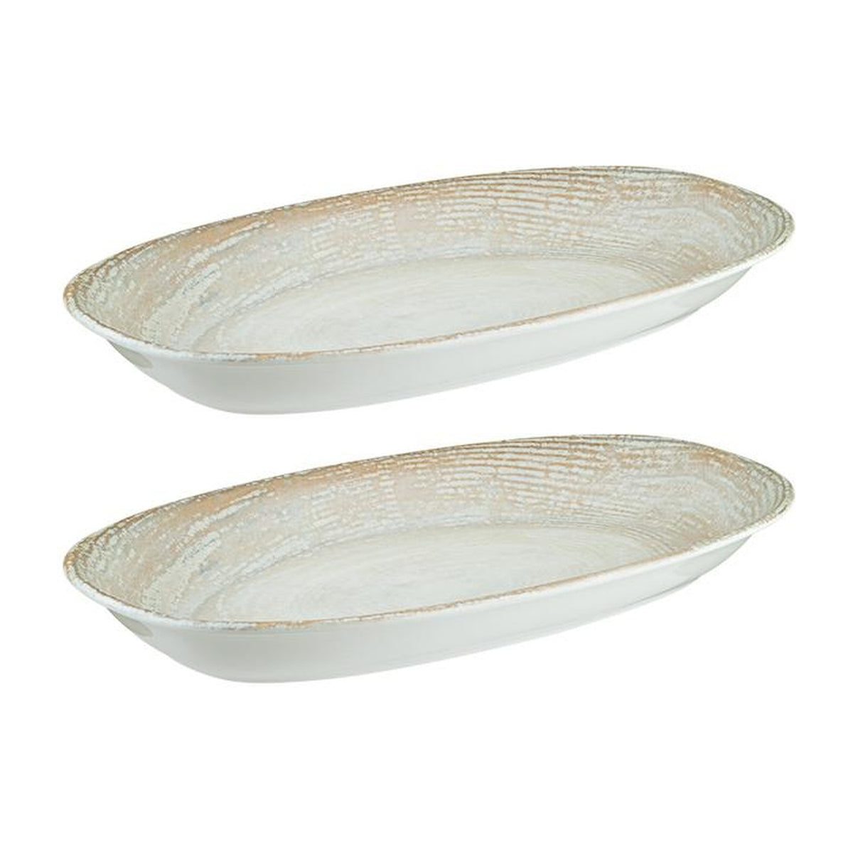 Bonna China Sands 9.5" x 5.5" x h:1.25" Oval Decorated Porcelain Platter (Set of 2)