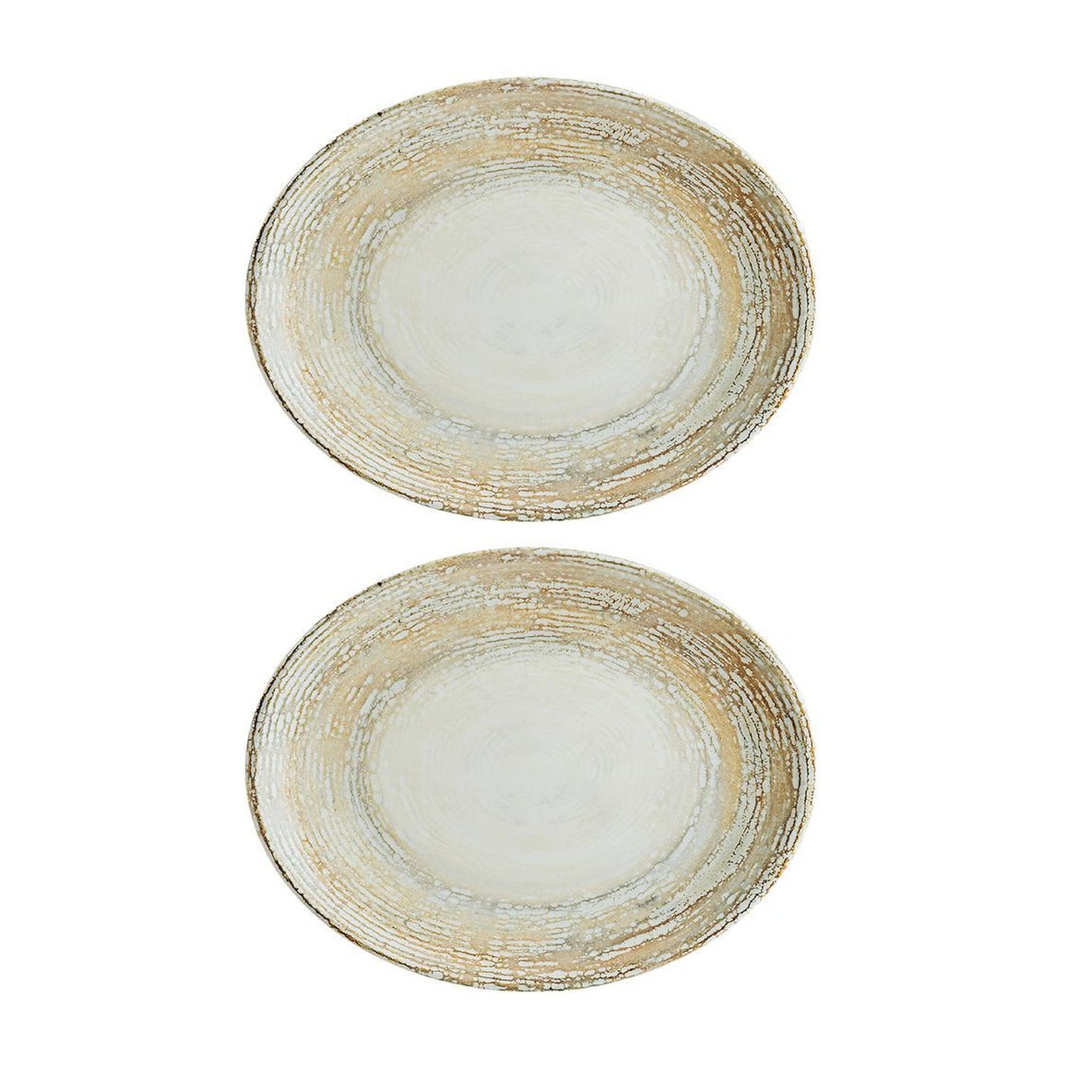 Bonna China Sands 9.75" x 7.5" x h:1" Oval Decorated Porcelain Platter (Set of 2)