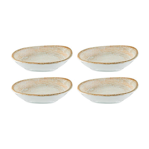 Bonna China Sands 4" x 3" x h:0.75" 1 oz. Organic Decorated Porcelain Bowl (Set of 4)