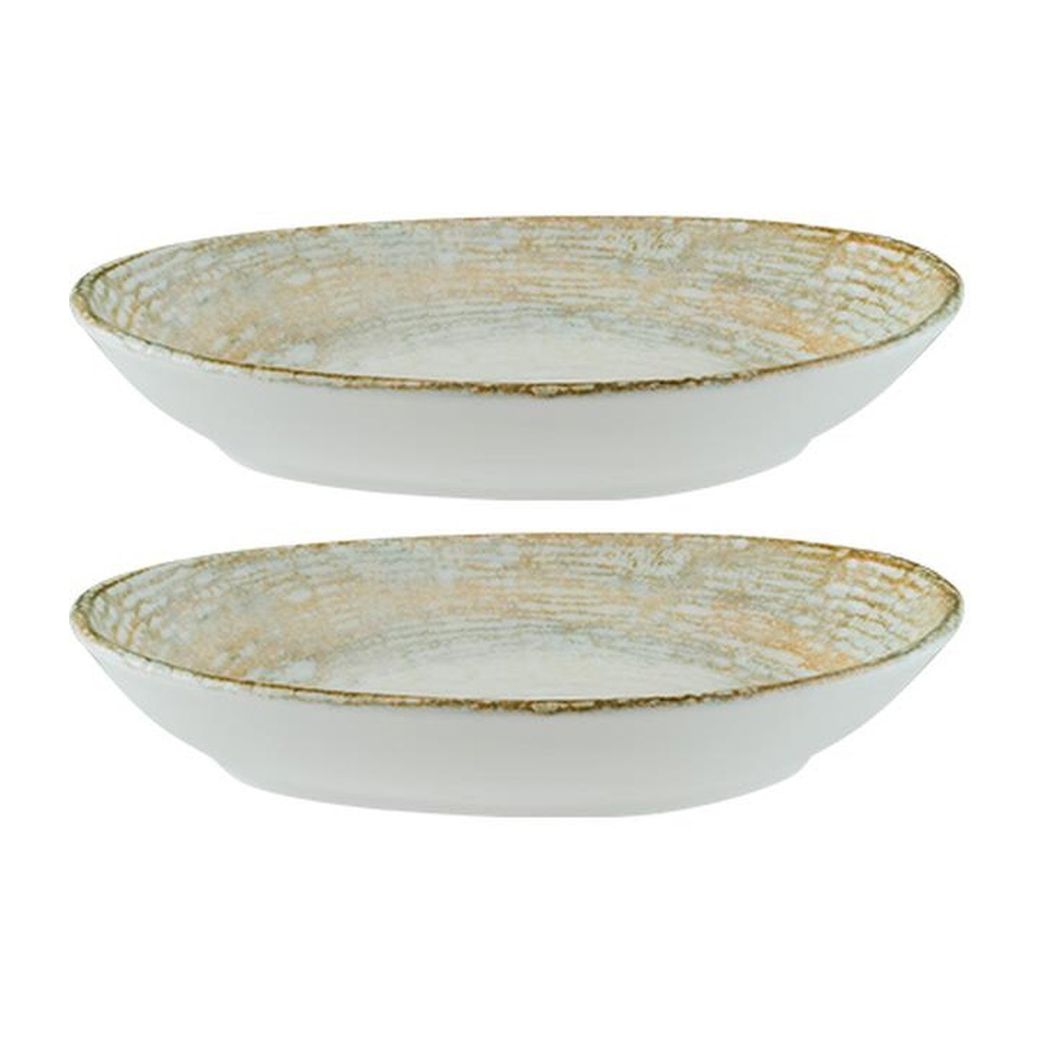 Bonna China Sands 6" x 4" x h:1" Organic Decorated Porcelain Platter (Set of 2)