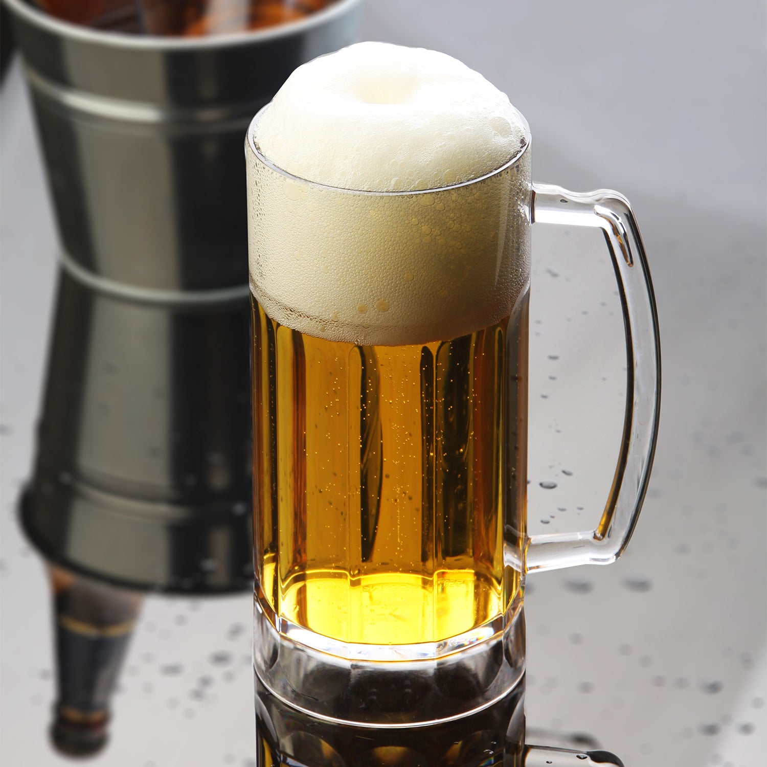 Round Clear Polycarbonate Beer Mug  dia.3.25" h:6.75" 19 oz. (Set of 6)