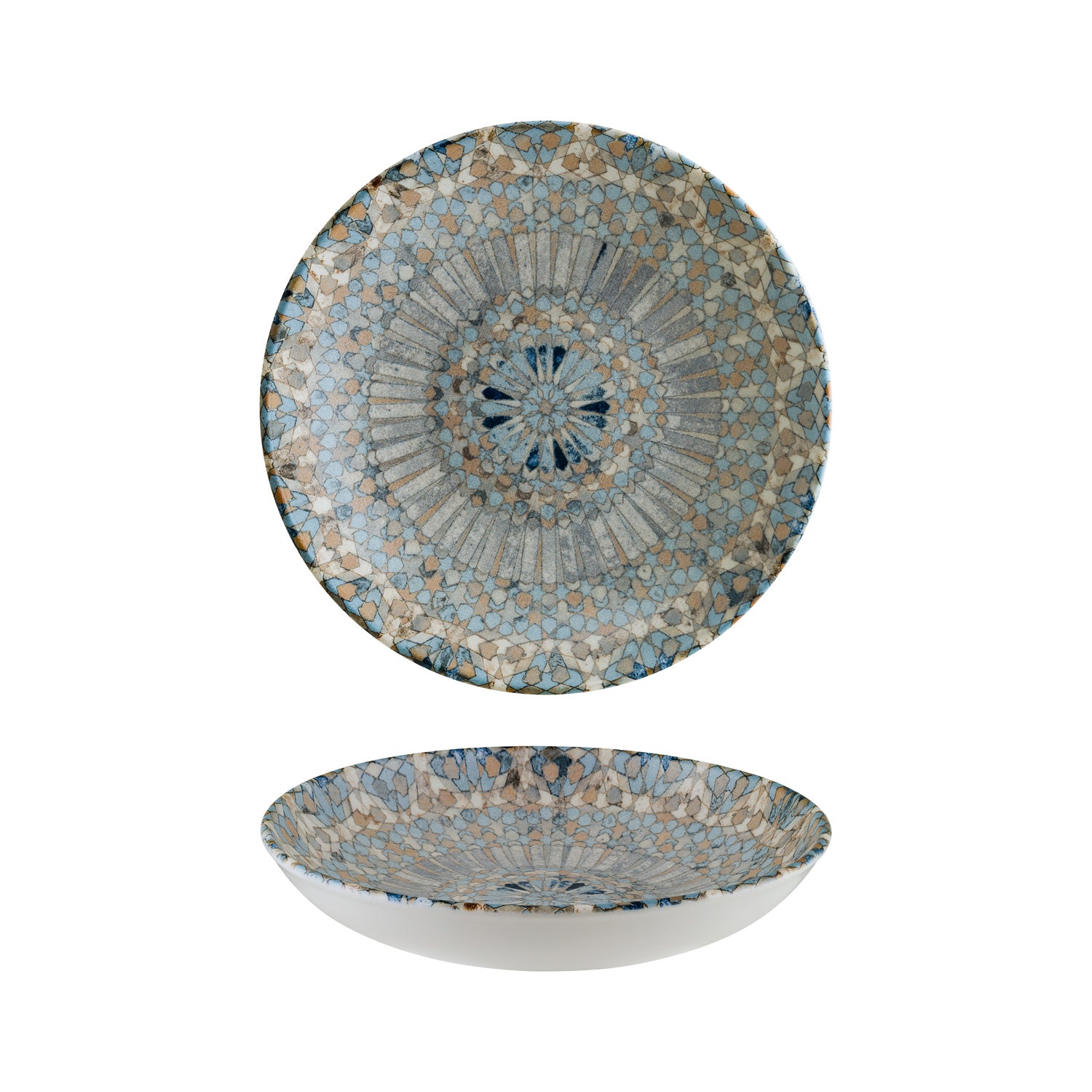 Bonna China Luca Mosaic Matte dia.11" h:2.5" 57 oz. Round Decorated Porcelain Bowl (Set of 2)