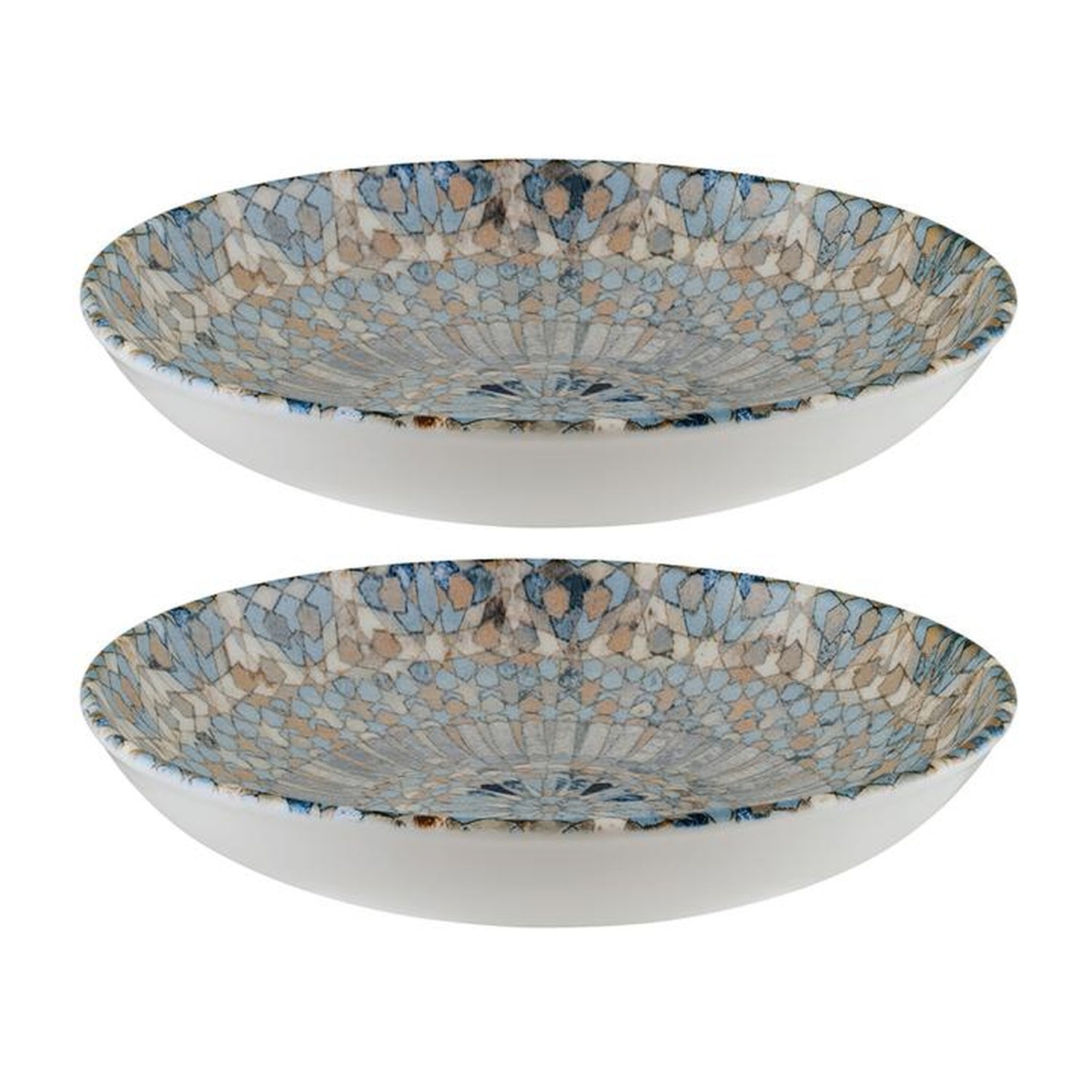 Bonna China Luca Mosaic Matte dia.11" h:2.5" 57 oz. Round Decorated Porcelain Bowl (Set of 2)