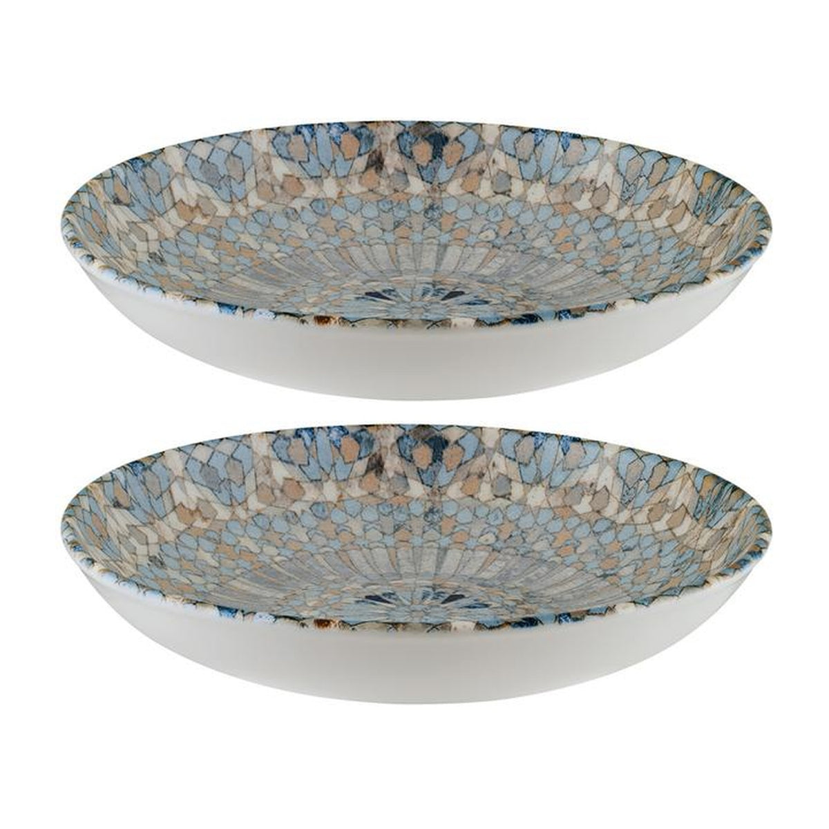 Bonna China Luca Mosaic Matte dia.11" h:2.5" 57 oz. Round Decorated Porcelain Bowl (Set of 2)