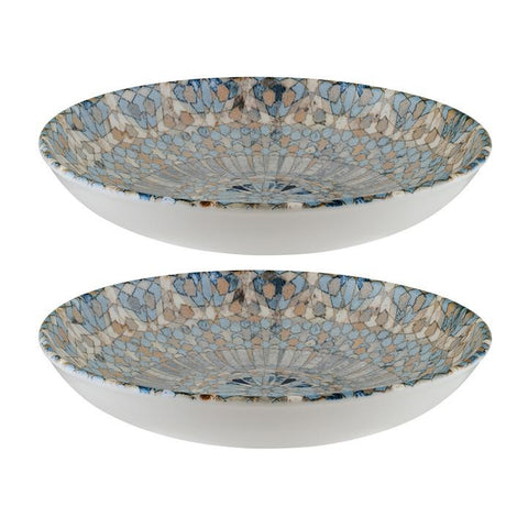 Bonna China Luca Mosaic Matte dia.11" h:2.5" 57 oz. Round Decorated Porcelain Bowl (Set of 2)