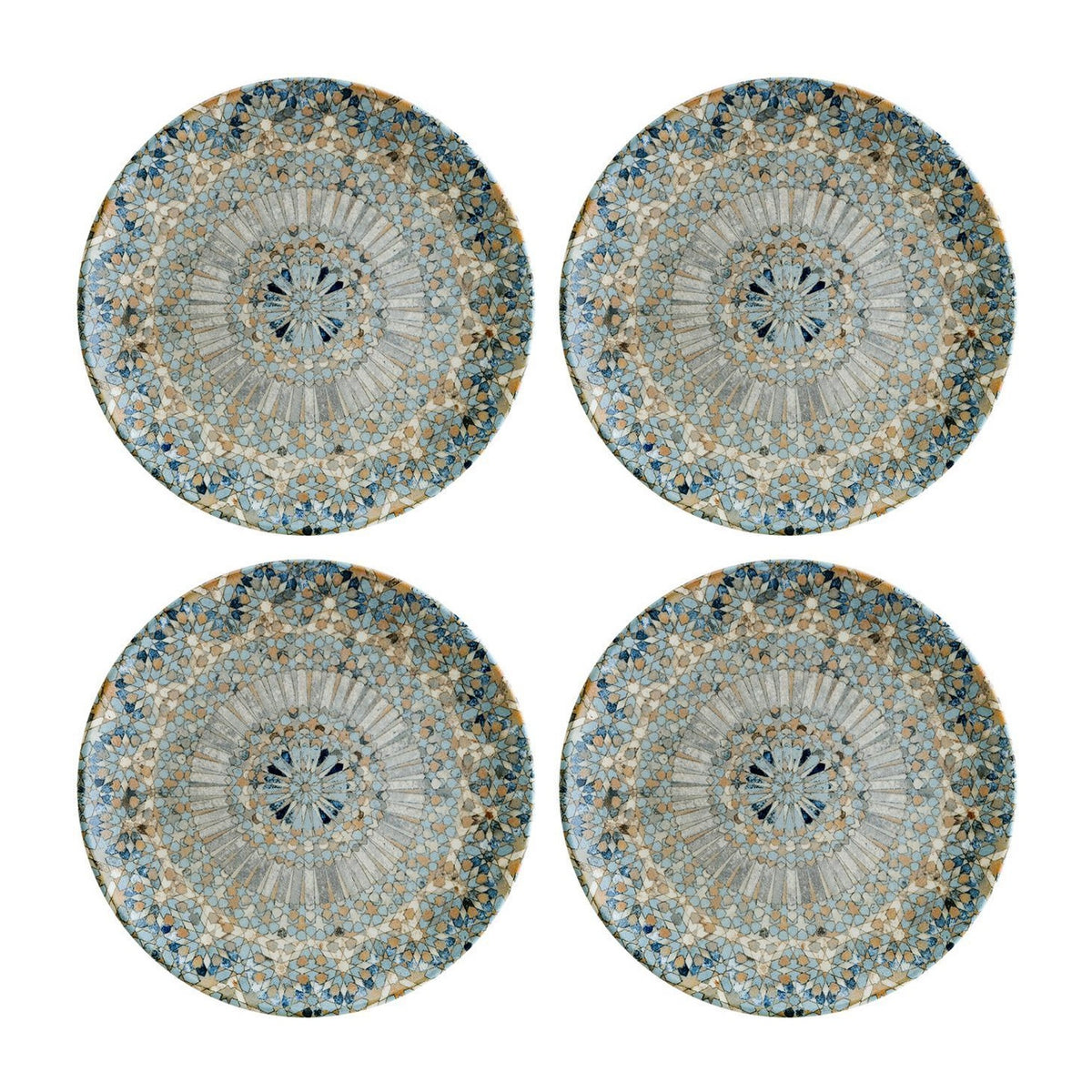 Bonna China Luca Mosaic Matte dia.8.25"  Round Decorated Porcelain Plate (Set of 4)