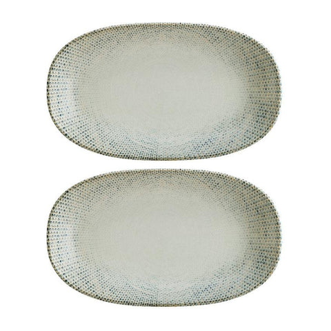 Bonna China Sway 7.5" x 4.25" x h:1" Oval Decorated Porcelain Platter (Set of 2)