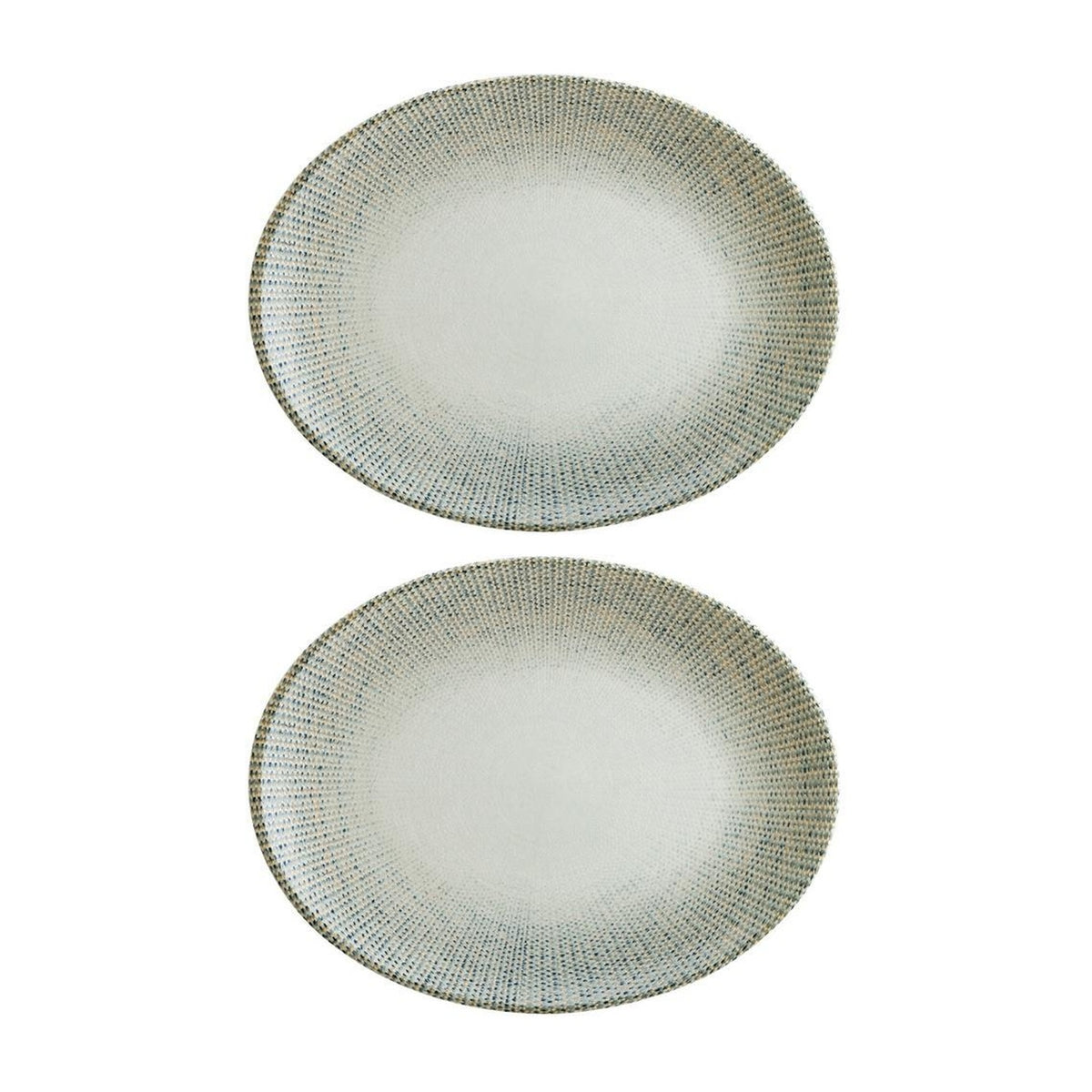 Bonna China Sway 9.75" x 7.5" x h:1" Oval Decorated Porcelain Platter (Set of 2)