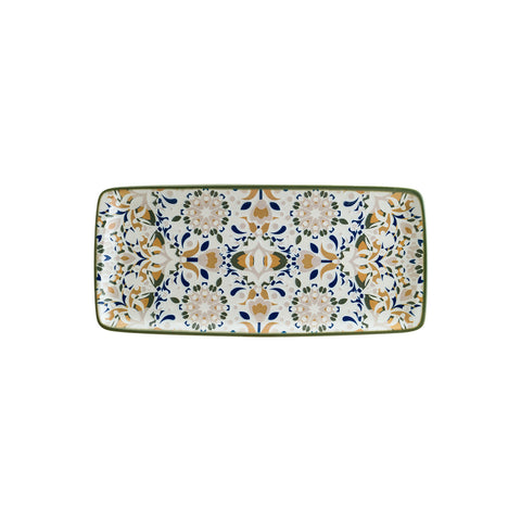 Tenango 13.5" x 6" x h:0.75" Rectangular Decorated Porcelain Platter (Set of 2)