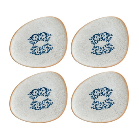 Bonna China Viento 7.5" x 6"  Organic Decorated Porcelain Plate (Set of 4)