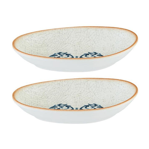 Bonna China Viento 6" x 4" x h:1" Organic Decorated Porcelain Platter (Set of 2)