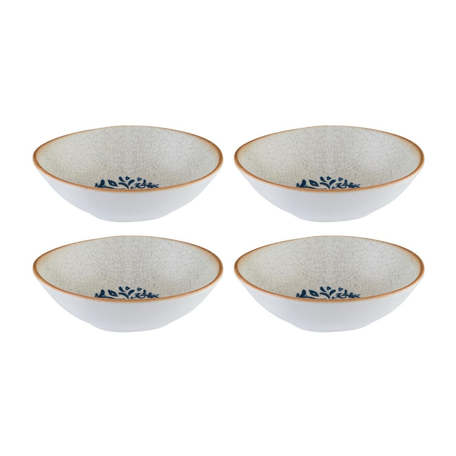 Bonna China Viento 7" x 6.5" x h:2" 17 oz. Organic Decorated Porcelain Bowl (Set of 4)