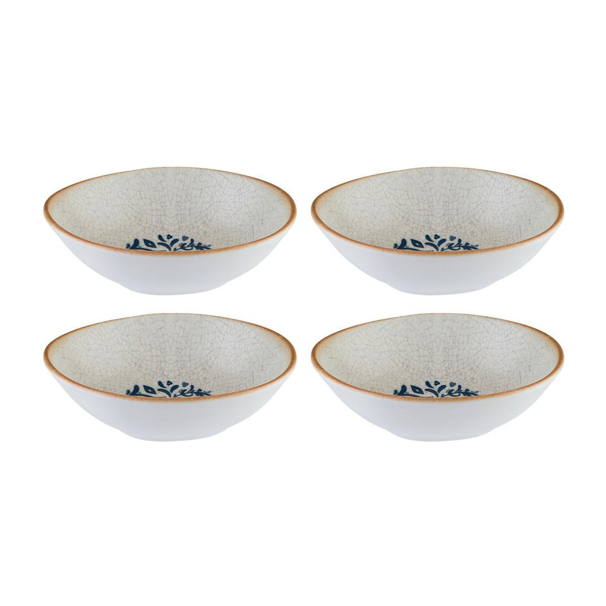 Bonna China Viento 7" x 6.5" x h:2" 17 oz. Organic Decorated Porcelain Bowl (Set of 4)