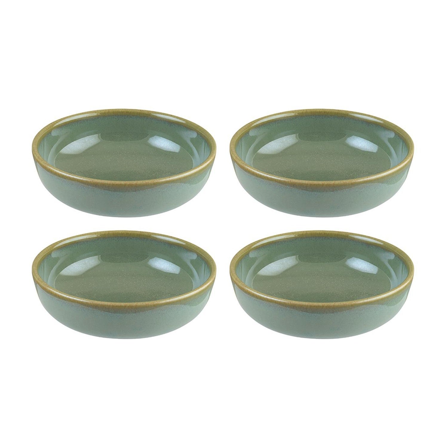 Bonna China Sage dia.5.5" h:2" 15 oz. Round Green Porcelain Bowl (Set of 4)