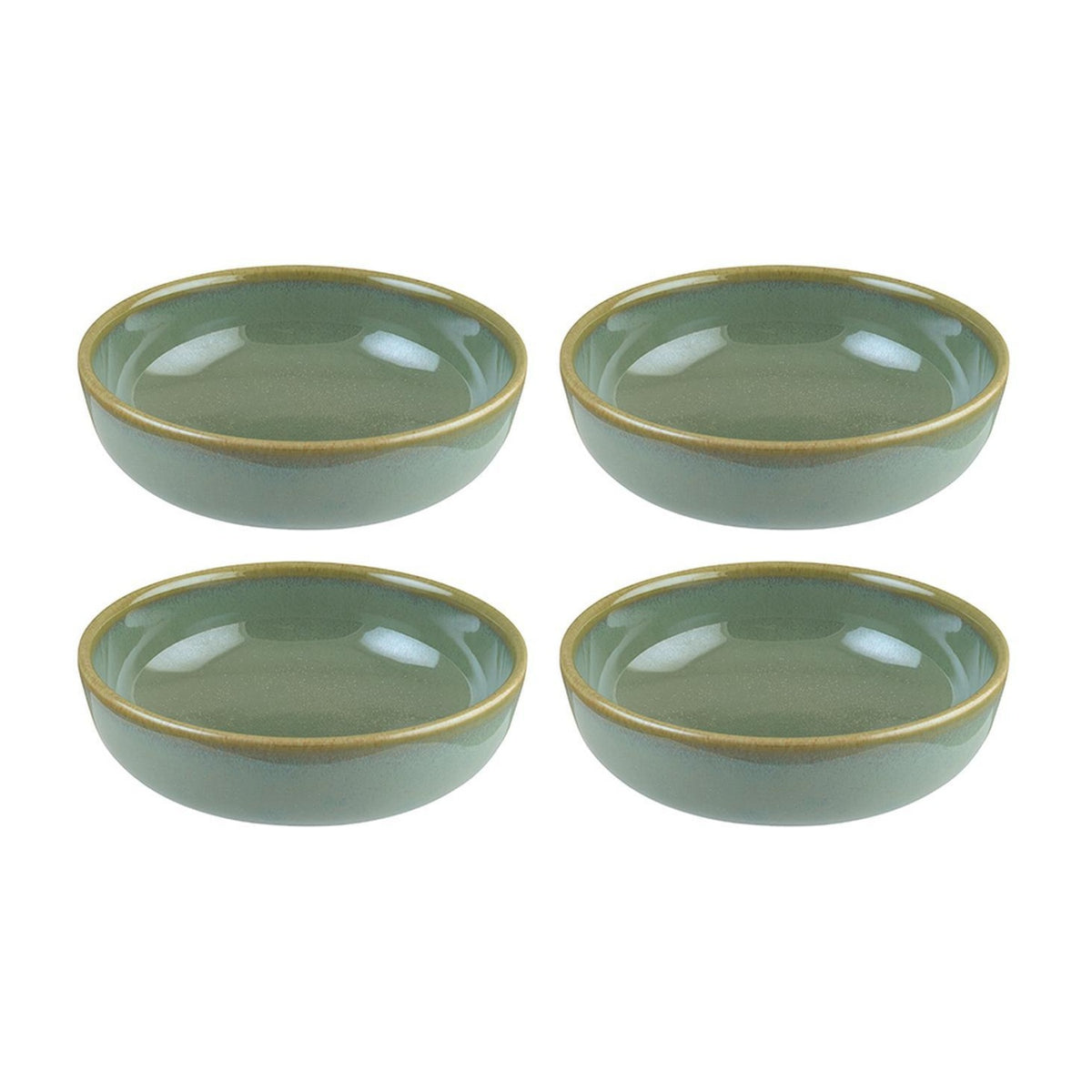 Bonna China Sage dia.5.5" h:2" 15 oz. Round Green Porcelain Bowl (Set of 4)