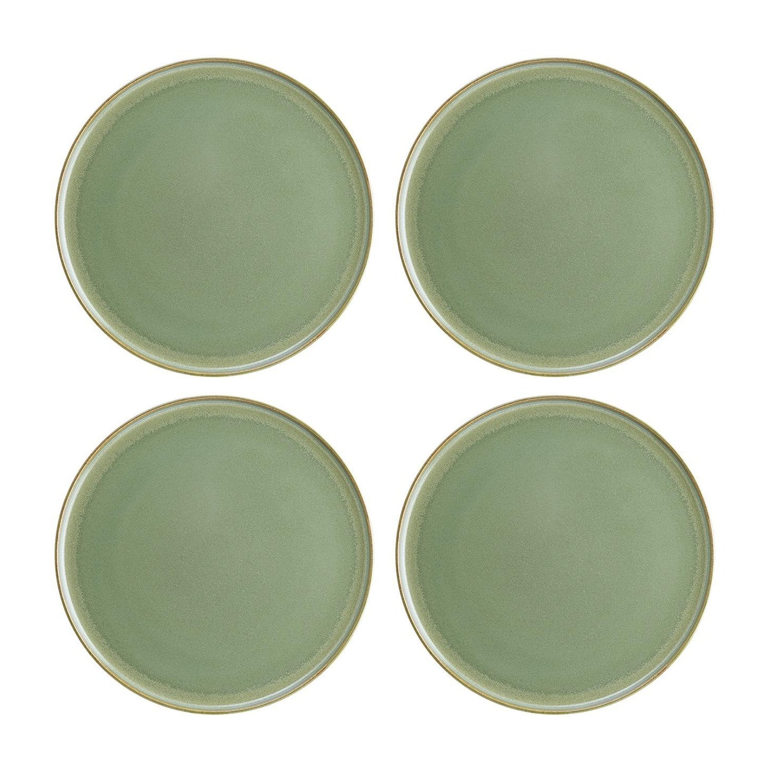 Bonna China Sage dia.6.25"  Round Green Porcelain Plate (Set of 4)