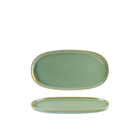 Bonna China Sage 12" x 6.25" x h:0.75" Oval Green Porcelain Platter