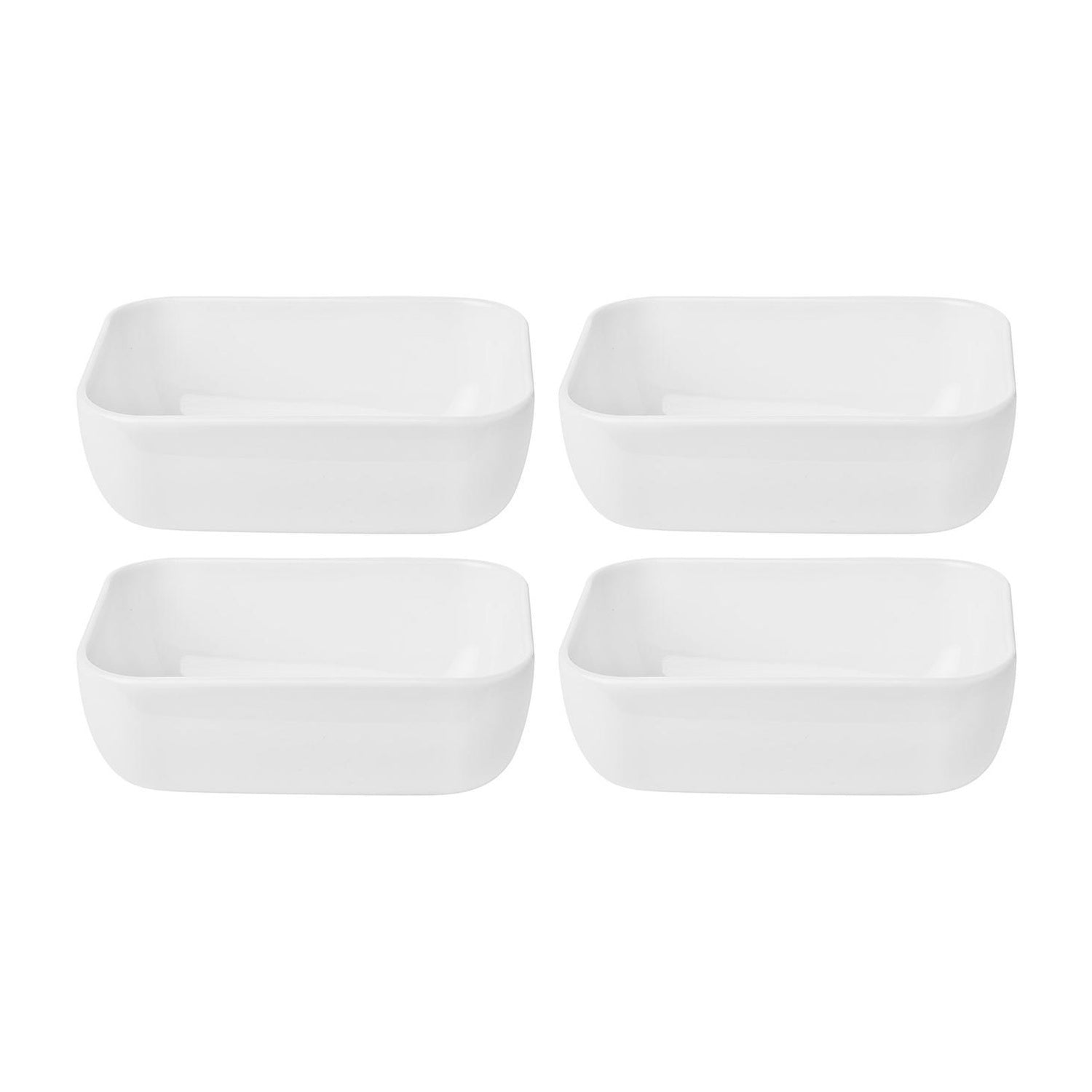 Santa Monica  Rectangular White Porcelain Deep Plate 5.5" x 3.75" x h:2" 14 oz. (Set of 4)