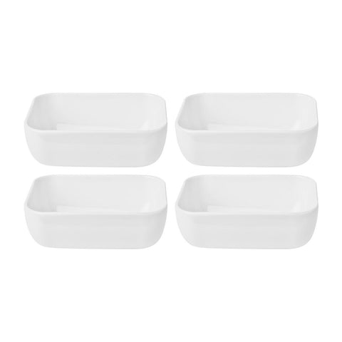 Santa Monica  Rectangular White Porcelain Deep Plate 5.5" x 3.75" x h:2" 14 oz. (Set of 4)