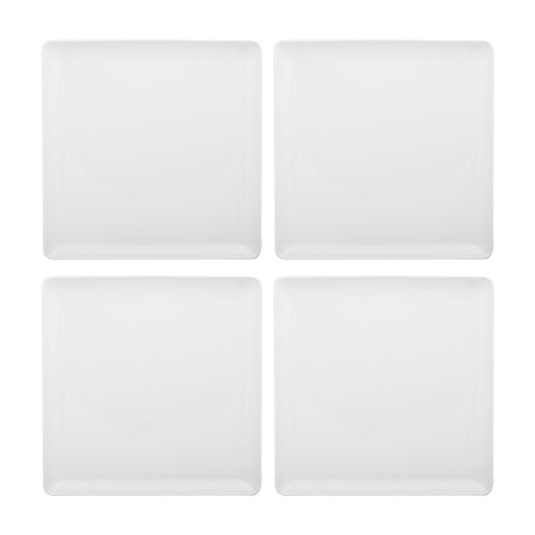 Porcelain Santa Monica 6" x 6" Square White Porcelain Plate (Set of 4)