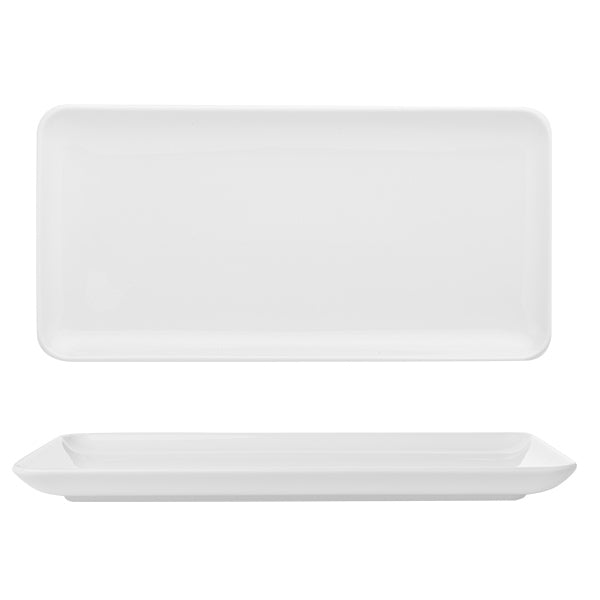 Porcelain Santa Monica 12.25" x 6.25" x h:1" Rectangular White Porcelain Platter (Set of 2)