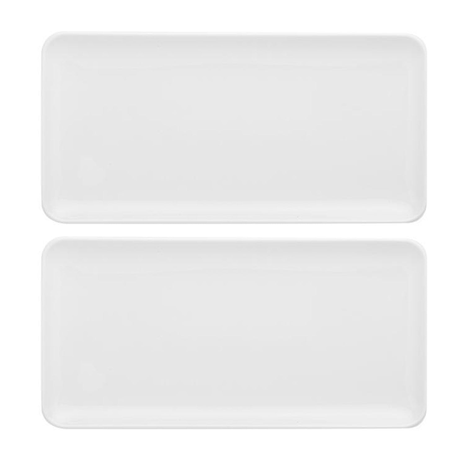 Porcelain Santa Monica 12.25" x 6.25" x h:1" Rectangular White Porcelain Platter (Set of 2)