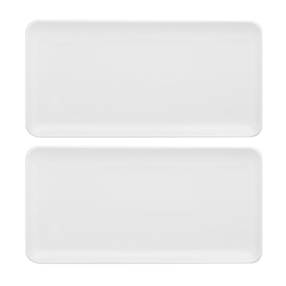 Porcelain Santa Monica 12.25" x 6.25" x h:1" Rectangular White Porcelain Platter (Set of 2)