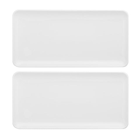 Porcelain Santa Monica 12.25" x 6.25" x h:1" Rectangular White Porcelain Platter (Set of 2)