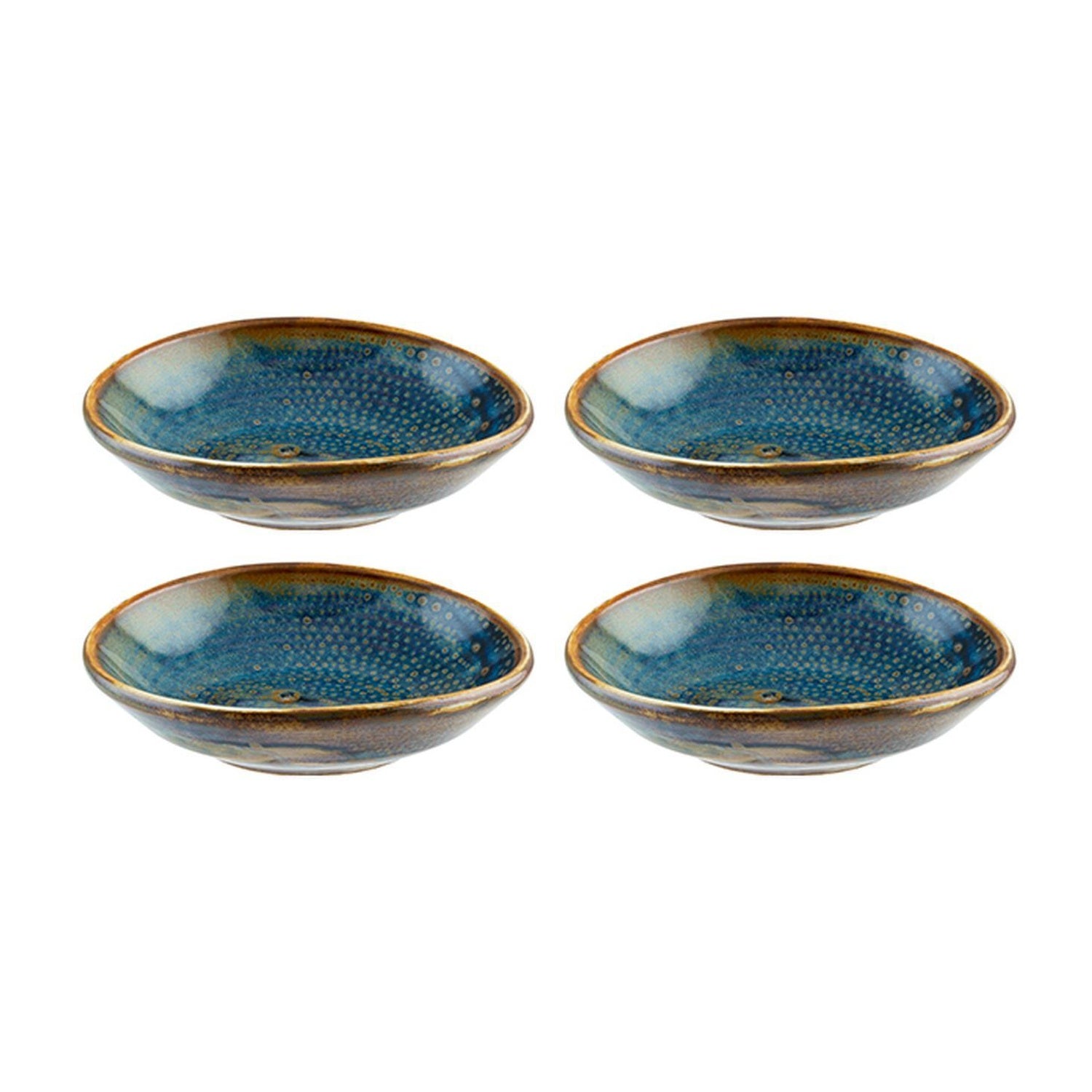 Bonna China Sapphire 4" x 3.5" x h:1" 1 oz. Oval Blue Porcelain Ramekin (Set of 4)