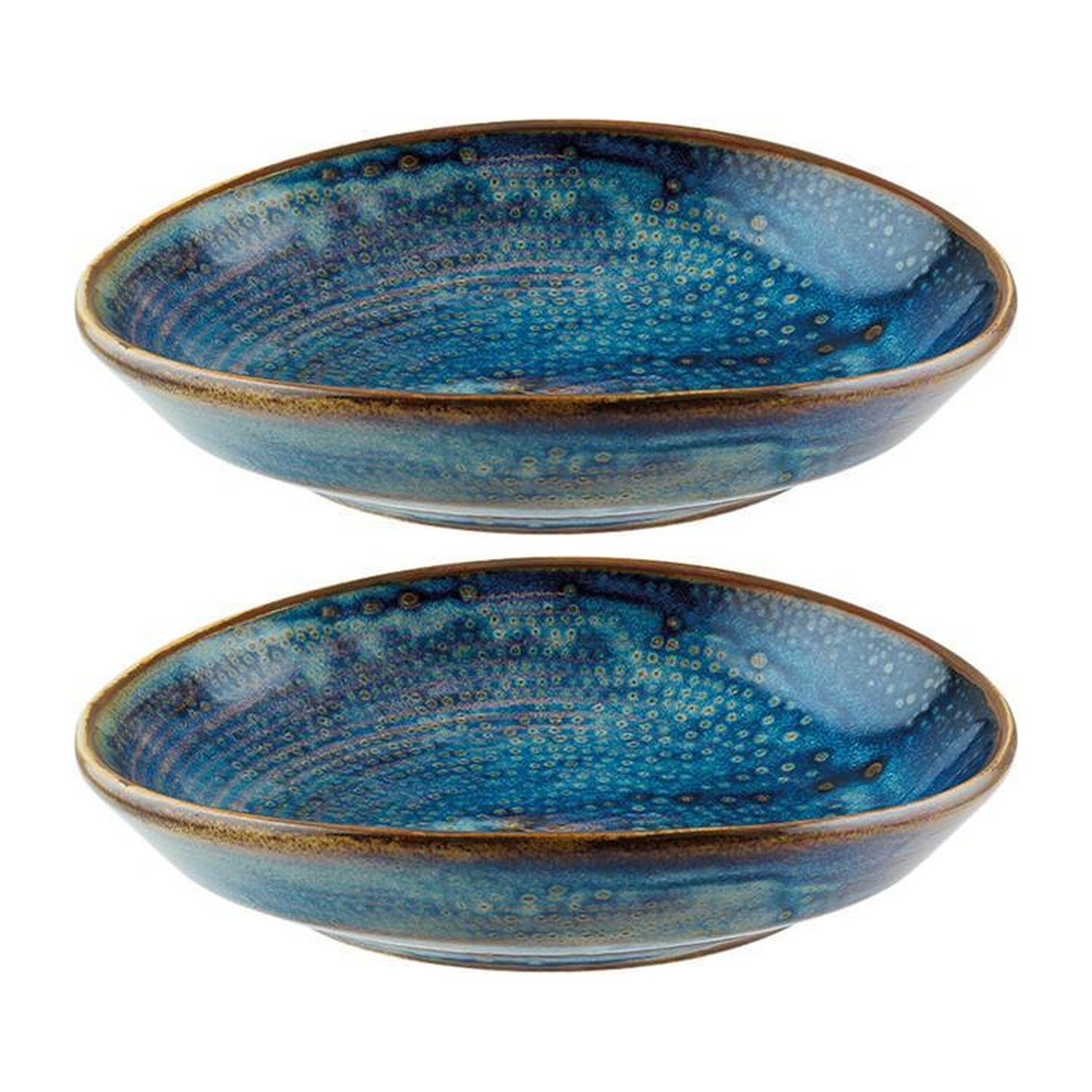 Bonna China Sapphire 5.5" x 4.75" x h:1.25" Oval Blue Porcelain Platter (Set of 2)