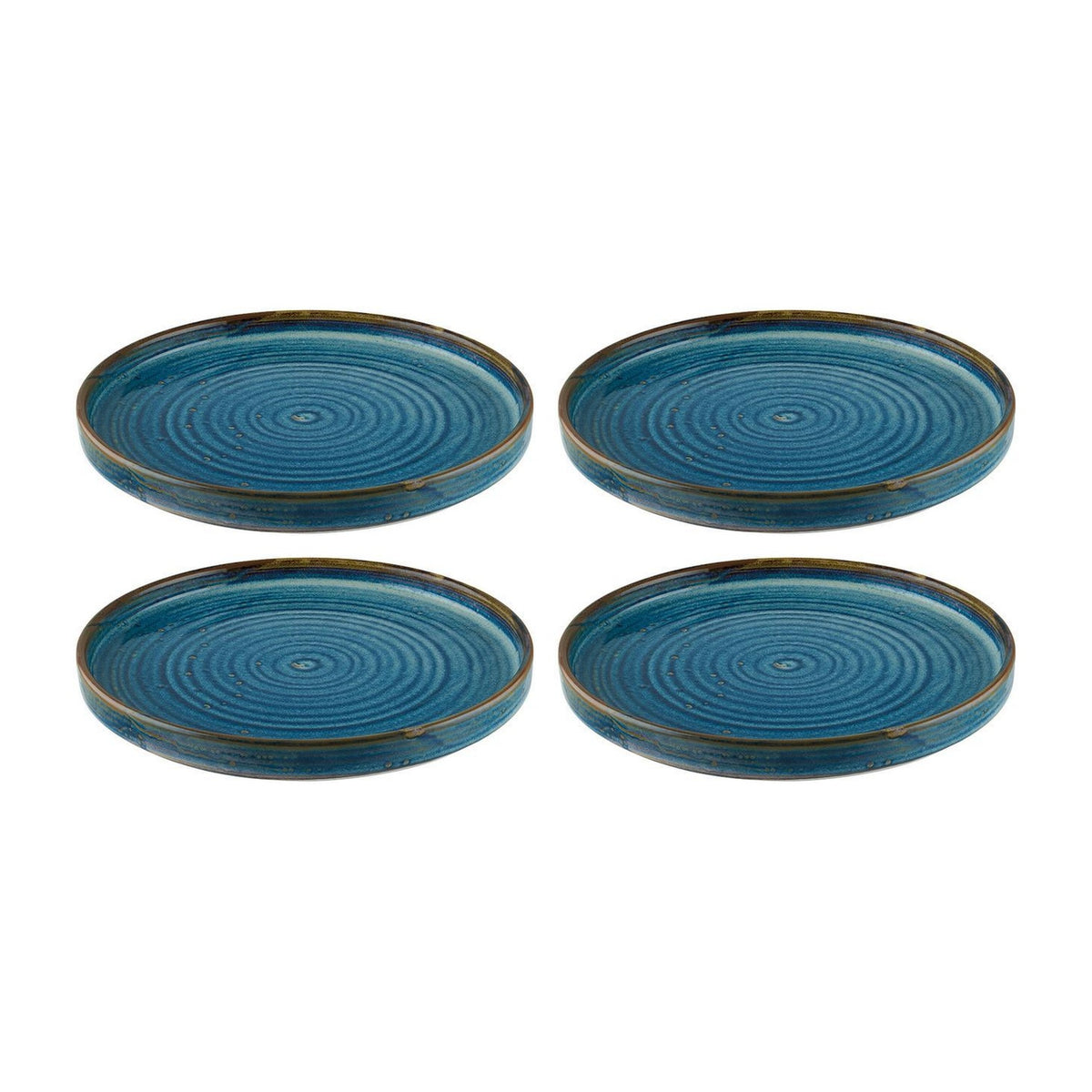 Bonna China Sapphire dia.8.25"  Round Blue Porcelain Plate (Set of 4)