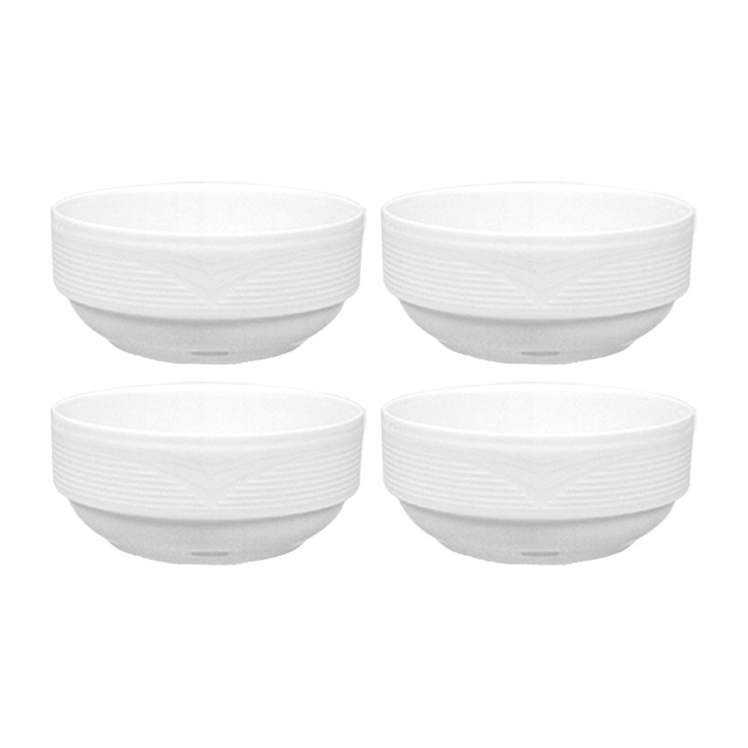 Porcelain Saturn dia.4.75" h:2" 13 oz. Round White Porcelain Bowl (Set of 4)