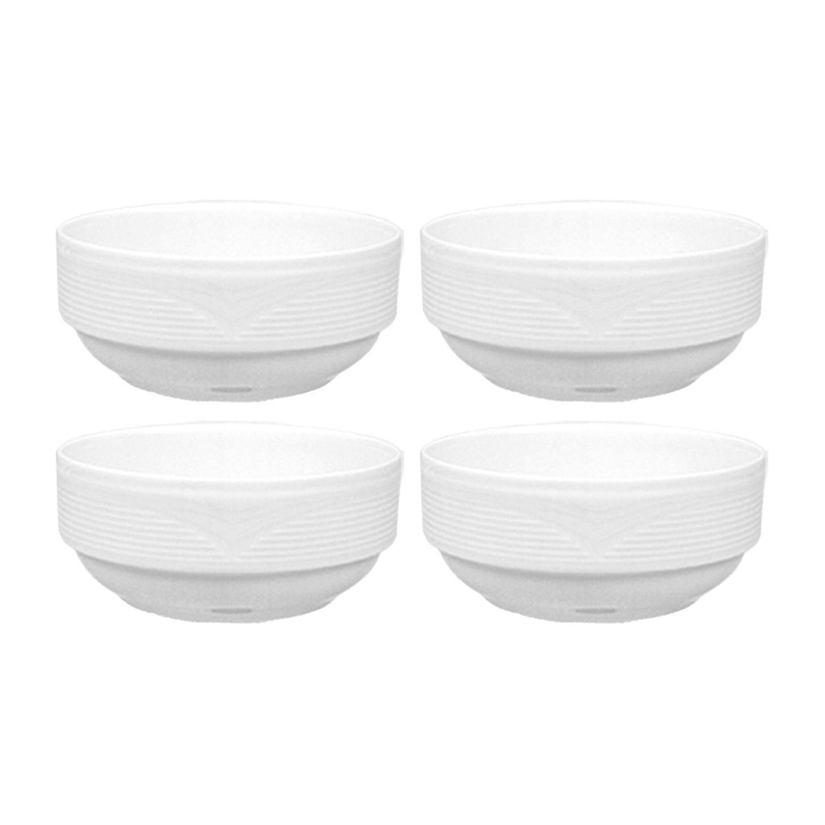 Porcelain Saturn dia.4.75" h:2" 13 oz. Round White Porcelain Bowl (Set of 4)