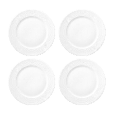 Porcelain Saturn dia.11" Round White Porcelain Plate (Set of 4)