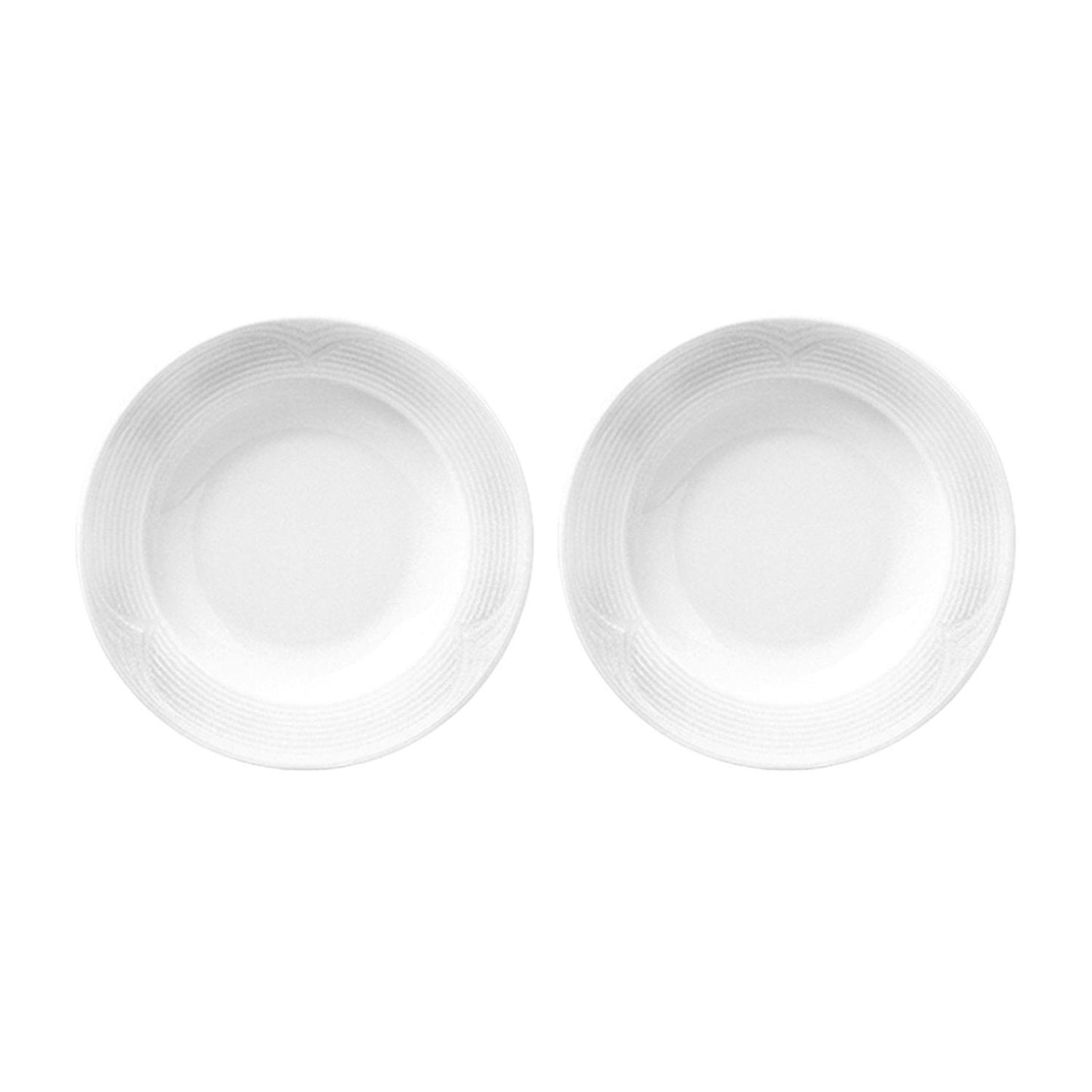 Porcelain Saturn dia.11.75" h:2" 22 oz. Round White Porcelain Bowl (Set of 2)